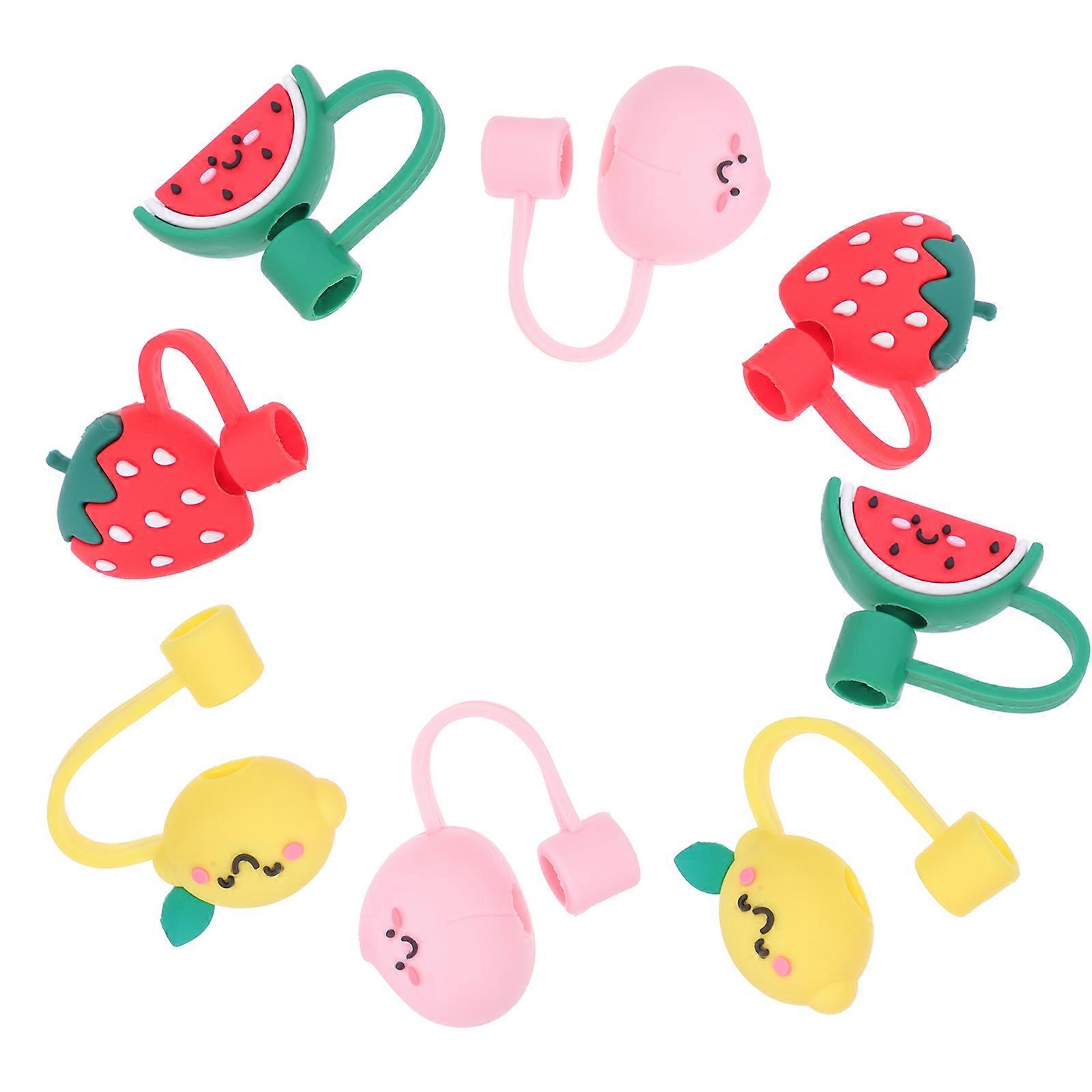 Silicone Straw Cap Fruit Theme Straw Protector for Decoration 16Pcs