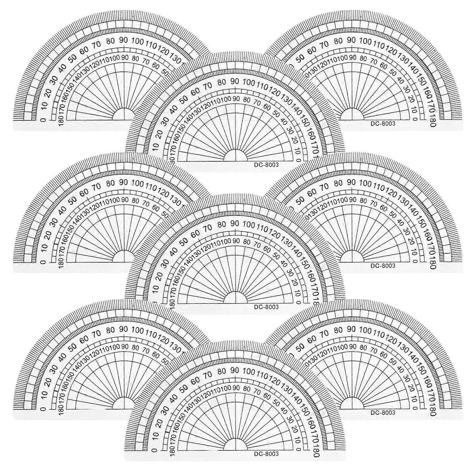 Plastic Protractor Math Protractor Transparent for Measuring Use 10Pcs