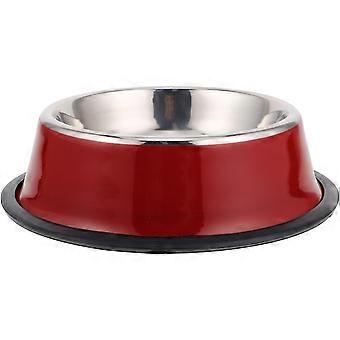 1Pc 18cm En Acier Inoxydable Bol Pet Feeder Nourriture Bassin D’alimentation Fournitures Pour Animaux De Compagnie Pour Chien Chat (Rouge)