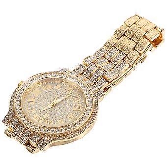 Reloj de pulsera Moda diamantes de imitación número romano cuarzo reloj Lady Ornament