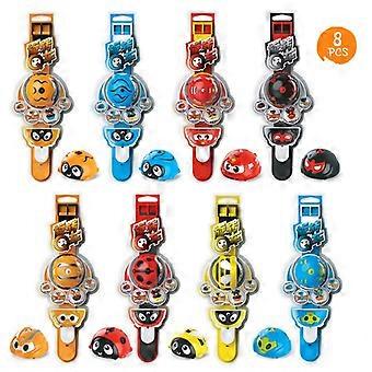 8PCS Insekten Rüstung Gyroskop Trägheitsauto Niedliche Uhr Gyro Autos Pull Back Gerät Lernspielzeug Weihnachtsgeschenke für Kinder