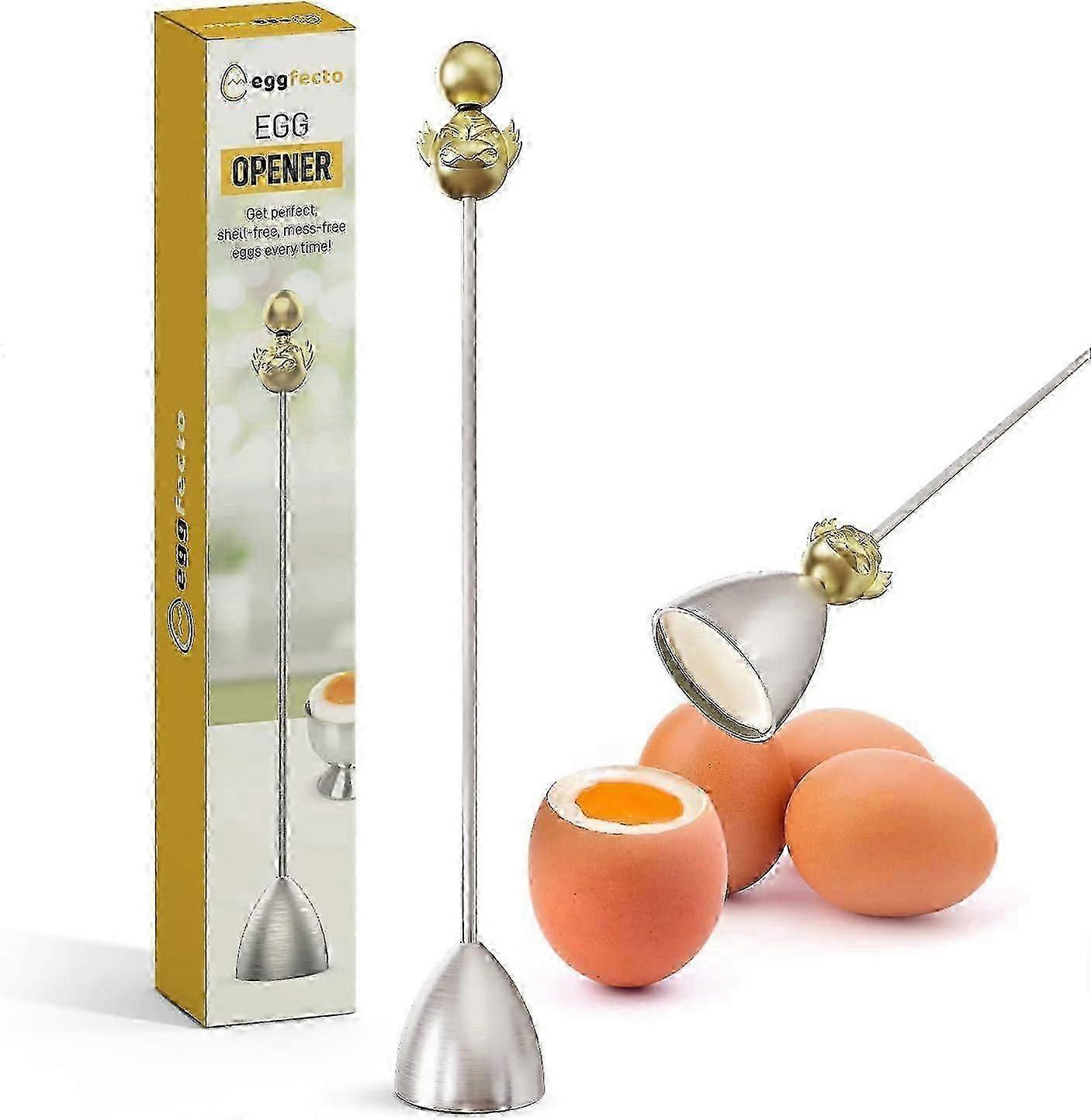 Egg Topper - Hard og bløtkokt eggkutter | Sølfri eggåpner for små