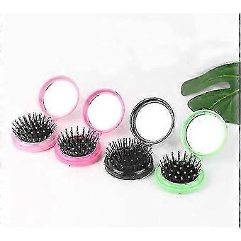 Compact Folding Travel Hair Brush Set with Mirror - Detangling, Massaging, andz