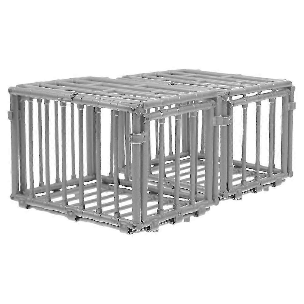Simulation Mini Cage Plastic Cage Prop for Decoration 2Pcs Grey ABS