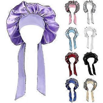 Mujeres Satin Solid Sleeping Hat Night Sleep Cap Hair Care Bonnet Nightcap Para Mujeres Hombres Unisex Cap Shower Turban