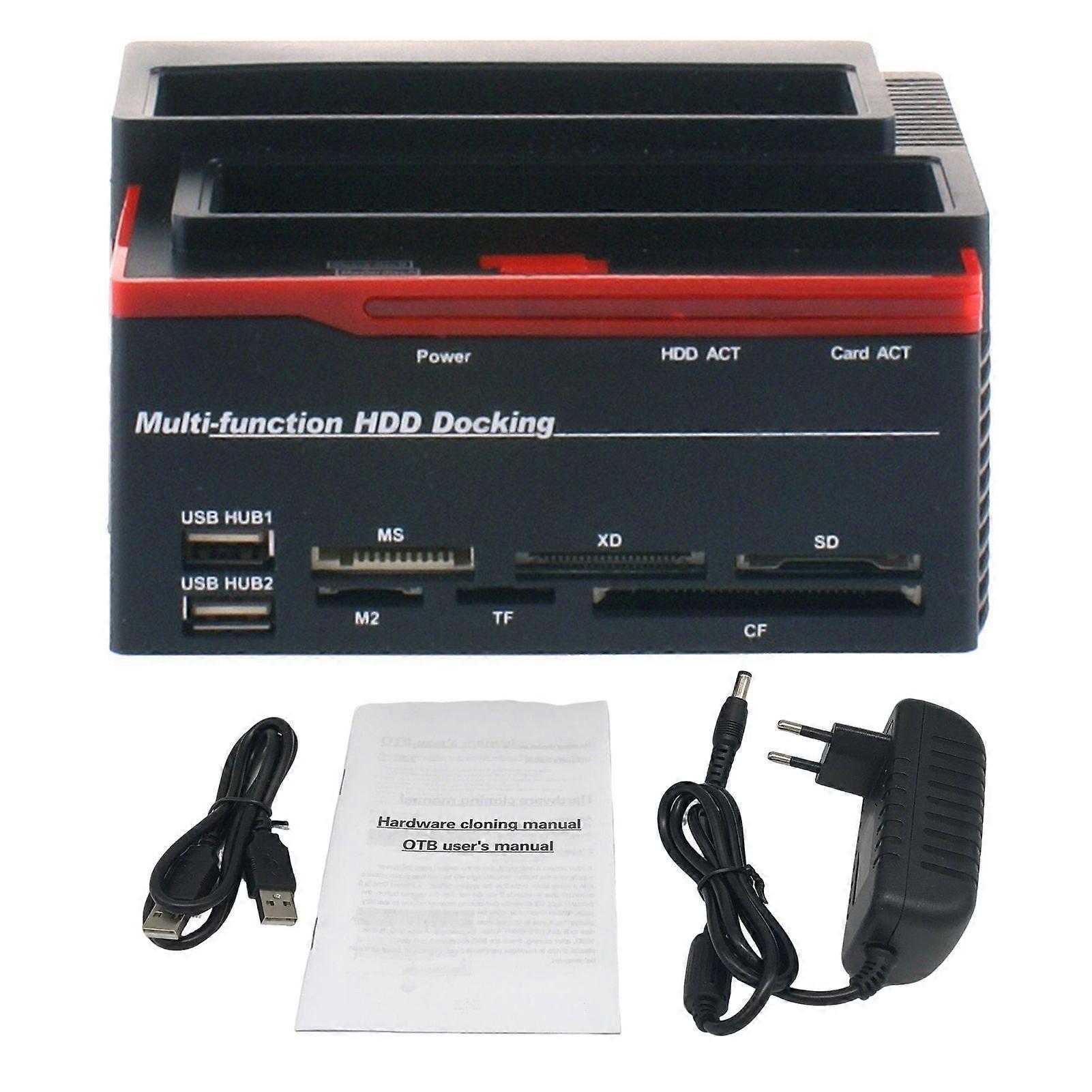 USB2.0 to IDE/SATA Dual-disk Multi-function Hard Disk Dock High-Speed Data Transfer Dock for WinXP/Vista/7/8/10 Linux MAC OS