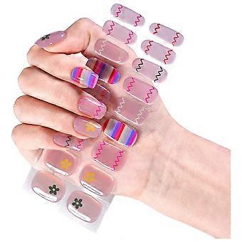 24 stks UV Semi Uitgeharde Gel Nagelstrips Halfgebakken Gel Nail Patch Gemakkelijk aan te brengen en te verwijderen Nagelstickers met Nagelvijl