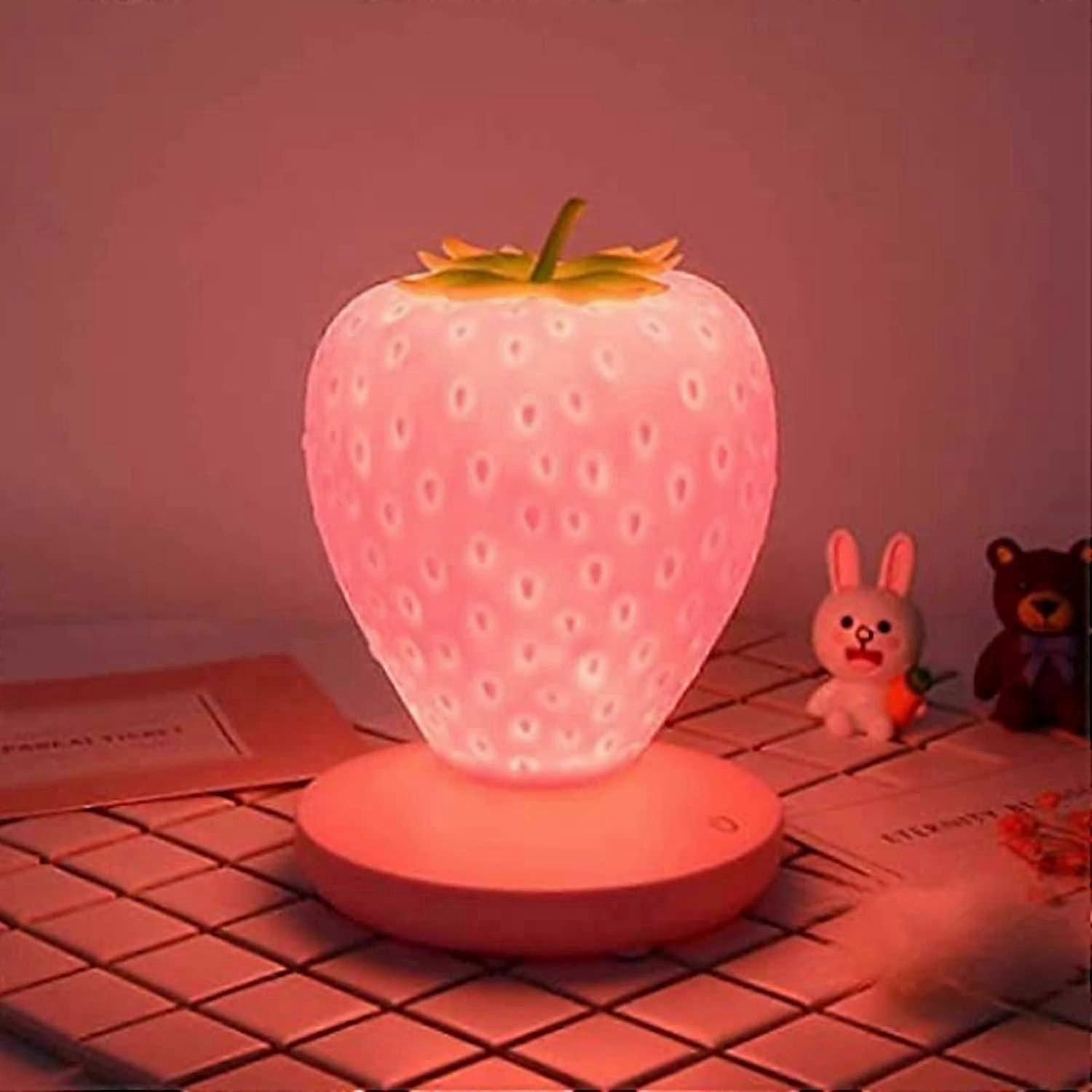 Night Light, Strawberry Light Bedside Color Changing Lamp, 3 Modes Touch Switch