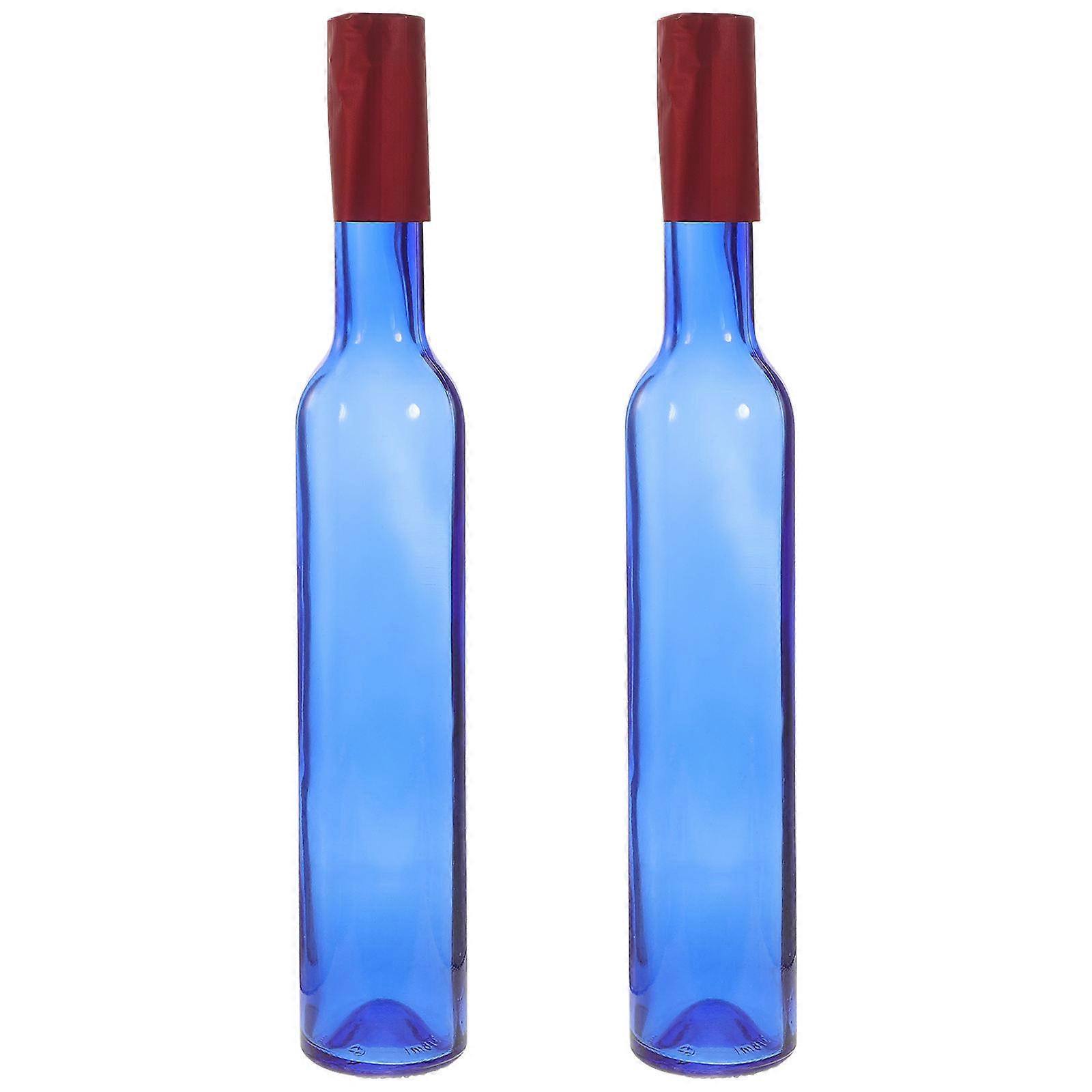 Blå glasflaskor för förvaring 2 st tomma glasflaskor för vin och sprit