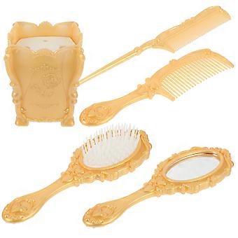 10Pcs Salon Hair Brush Set with Storage Holder for Home Golden Hair Comb