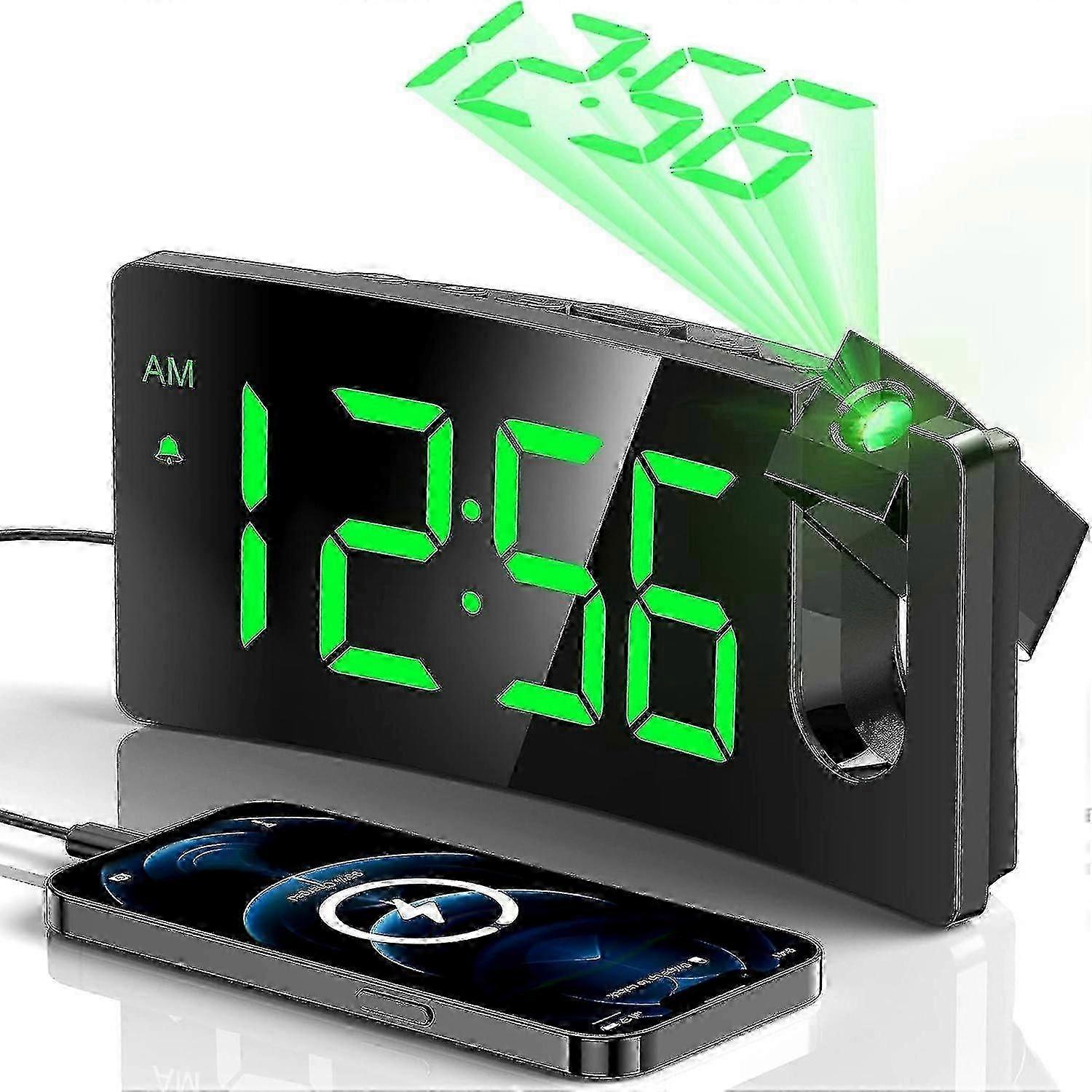 Projection Alarm Clock, Digital Clock with 180 Rotatable Projector, 3-Level Brightness Dimmer,-Yvan