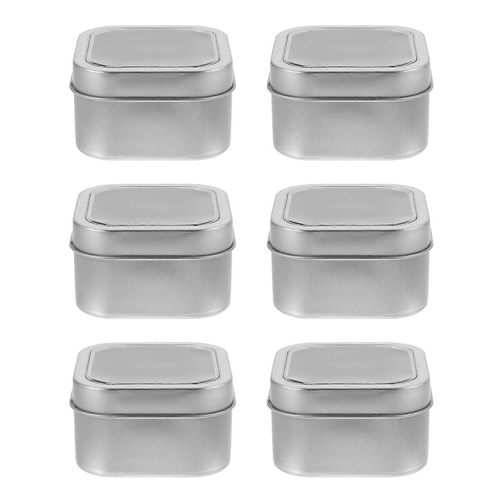 6pcs Creative Tinplate Storage Containers with Clear Window Small Boxes (Silver)