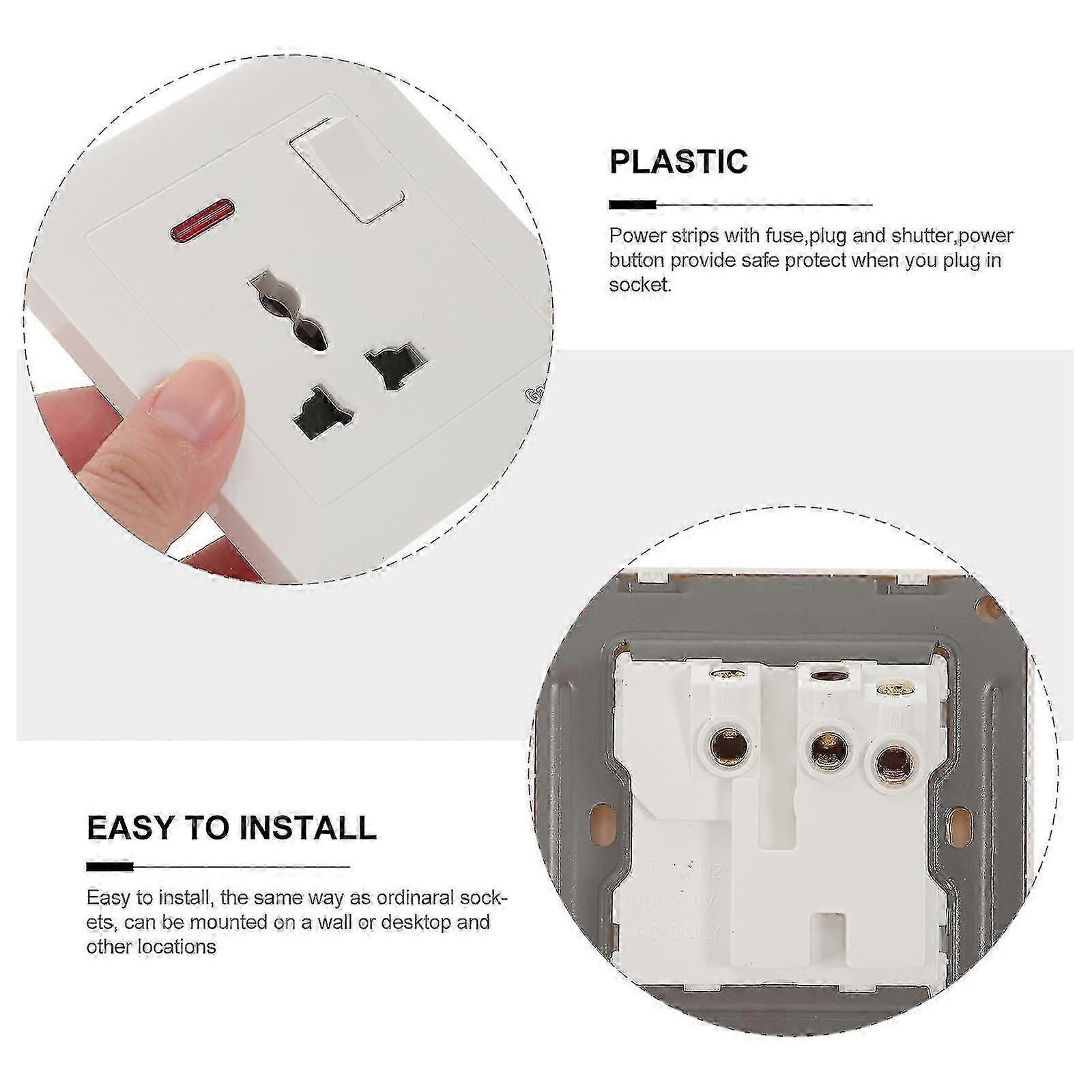 13A Multi-function Square Foot Socket Wall Outlet with Switch 146 British Standard Wall Socket (3 Holes)