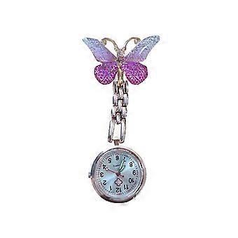 Kleurrijke Hars Vlinder Rose Goud Legering Kleine Pinnen Zakhorloges Verpleegkundige Arts Ziekenhuis Mediale Transparante Gift Horloges Klok