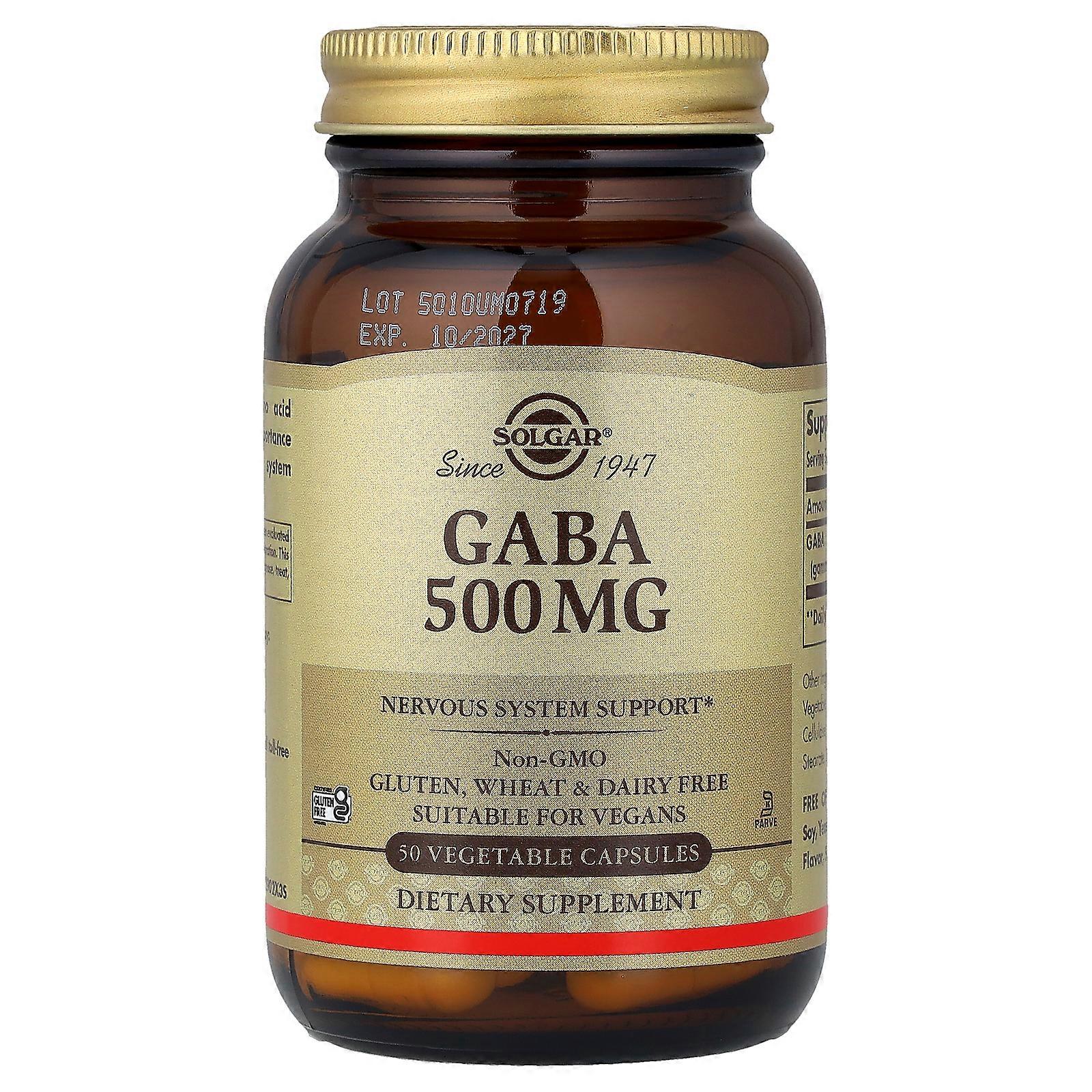2 x Solgar, GABA, 500 mg, 50 Vegetable Capsules