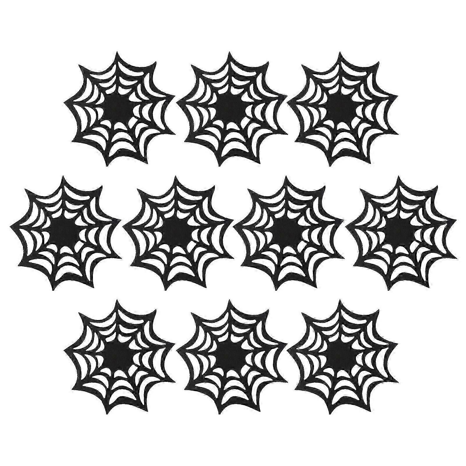 Table Use 50Pcs Halloween Felt Spider Web Coasters Set