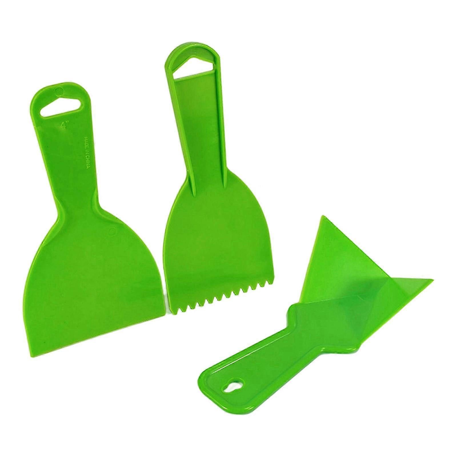 Plastic Wall Scraper Tools Tooth Scraper and Corner Trowel 3Piece Set compatible with Efficient Spackle Application Paint Removal Multicolor