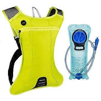 Wasserdichter Trinkrucksack, bequem und atmungsaktiv, mit 2-Liter-Trinkblase für Laufen und Radfahren, GELB