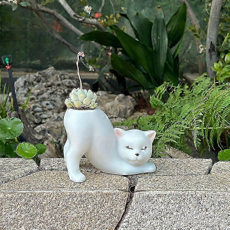 Whimsical Cat Shaped Resin Planter