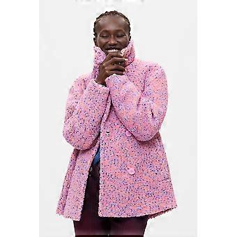 Desigual Bottone Wool Mix Pink / Black Coat with Colour Specks 26WWEW21