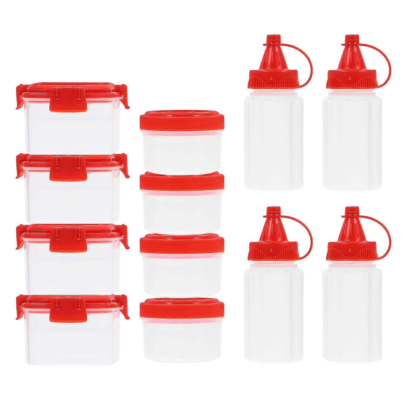 Red Sauce Boxes Set for Storage Including 12Pcs Bottles
