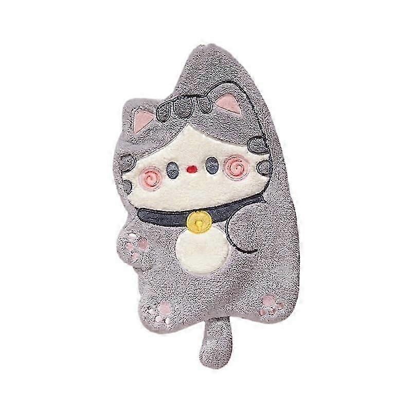 Soft Fluffy Cat Towel Gray