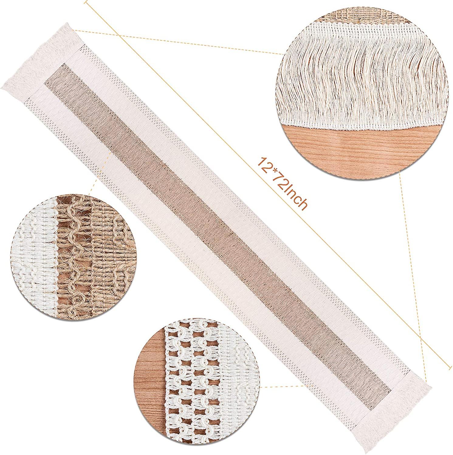 Jayusaror Boho Chemin de Table Jaune Macramé en Coton Lin Petite Nappe Bohème Rustique de Ferme