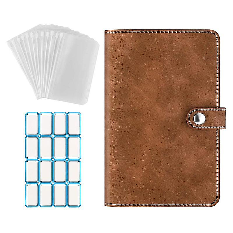 Binder Notebook Pu Leather Binder Notebook Folder With Label Sticker - (brown)
