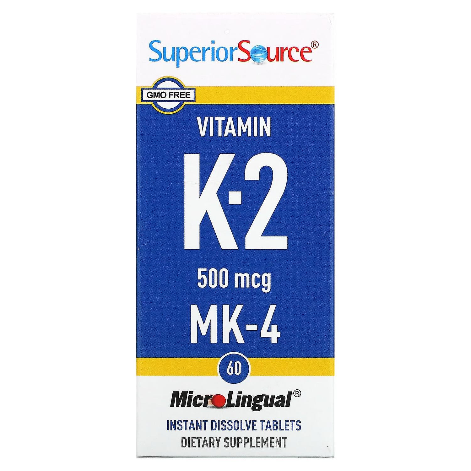Superior Source, Vitamin K-2, 500 mcg, 60 MicroLingual Instant Dissolve Tablets