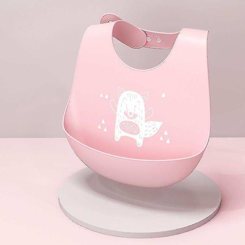One Size E Adjustable Animal Picture Waterproof Saliva Dripping Bibs Soft Edible Silicone