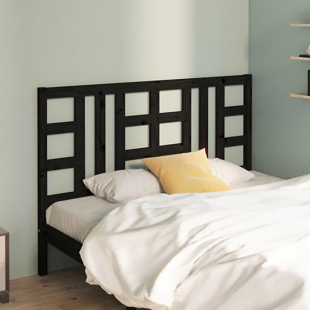 Headboard Black 126x4x100 cm Solid Pine Wood