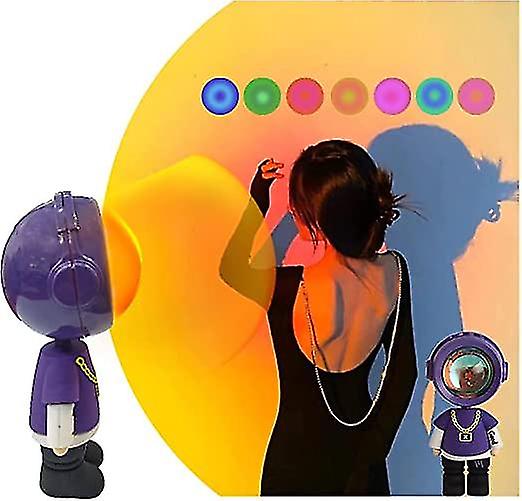 Sunset Lamp, Mood Light For Home Decor, 360 Rotation Sunset Projection Romantic Visual Rgb Rainbow Lamp For Gift