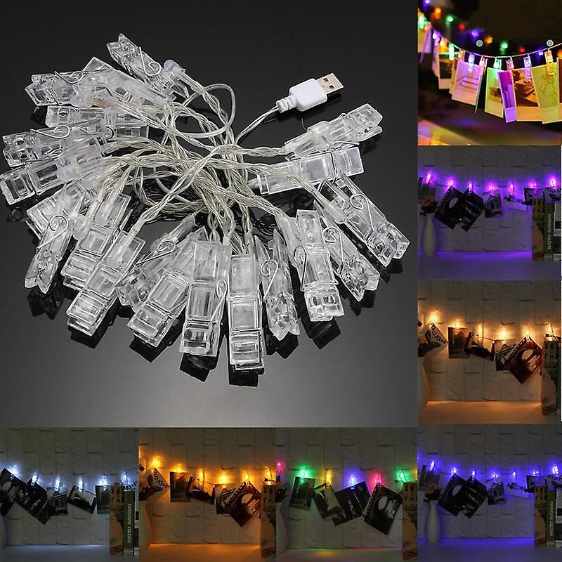 Usb 2.2m 20 Led Photo Peg Clip Fairy String Lights For Hanging Pictures - Diy Xmas Decor