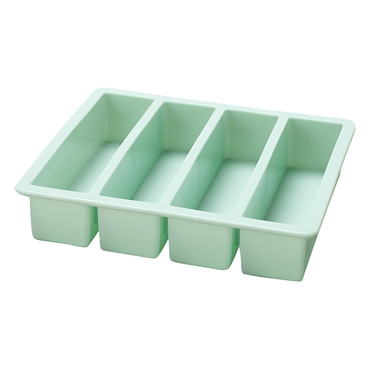 Ice Cube Tray Multi-purpose Non-sticky Flexible 4 Grids Long FDA Silicone Ice Cube Pudding Tray