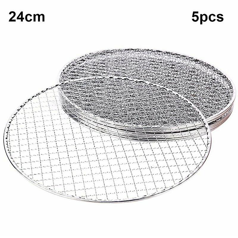 5Pcs/Set Round Disposable BBQ Grill Rack Roast Net Grate Barbecue Baking Pan
