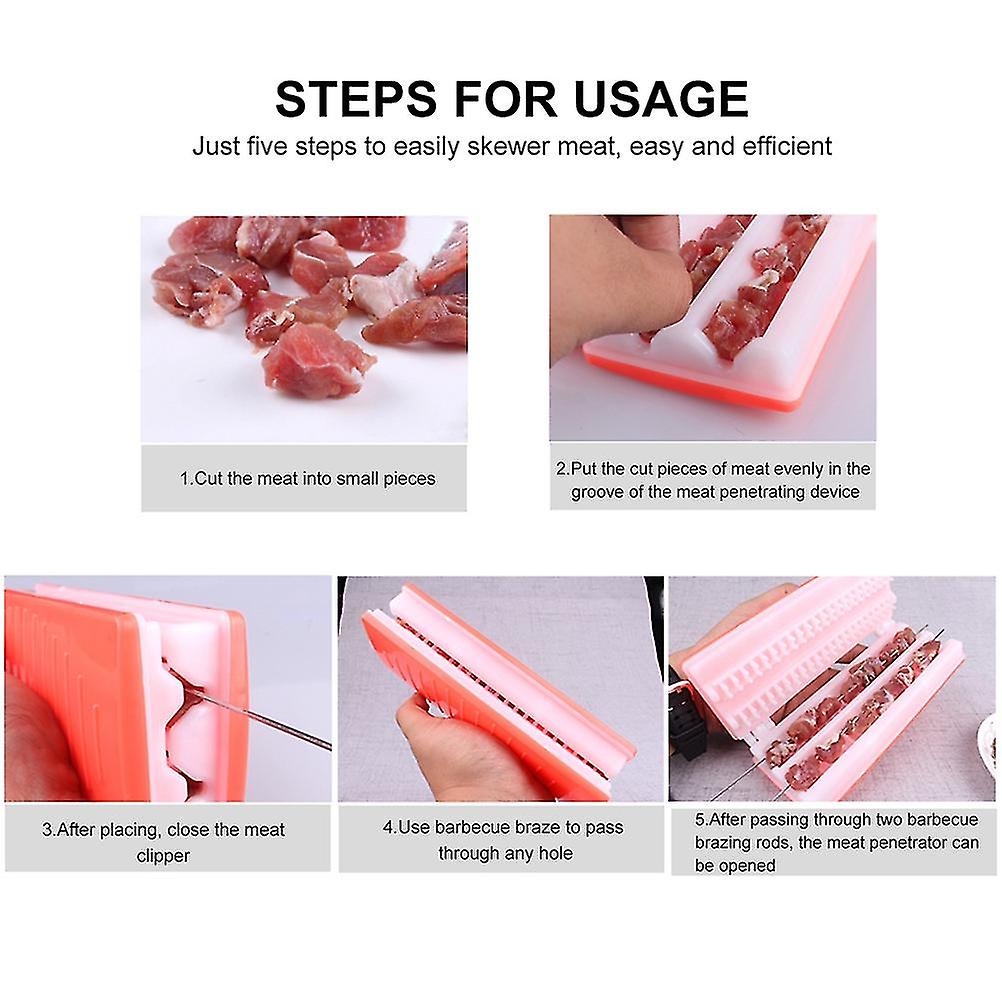 Portable Barbecue Meat Skewer Tool, Double/Four Rows, PP, 19x7.8x4cm