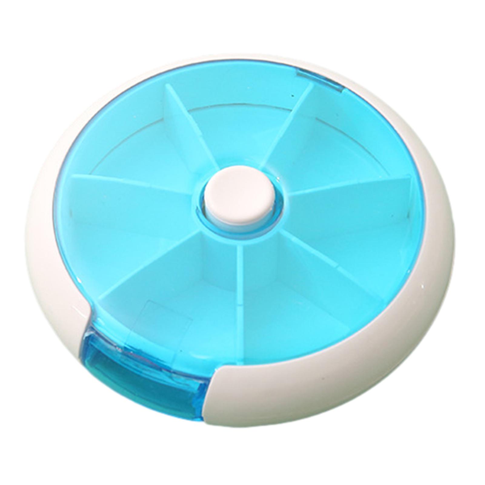 7 Grid Round Portable Rotating Tablet Box Waterproof Large Capacity Medicine Dispenser for Daily Use
