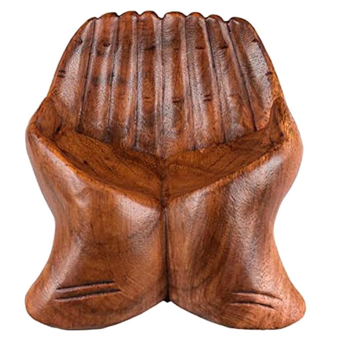 Carved Hands Offering Bowl - Showcase Your Healing Stone - Crystal Holder for Stone - Key Bowl - Cr