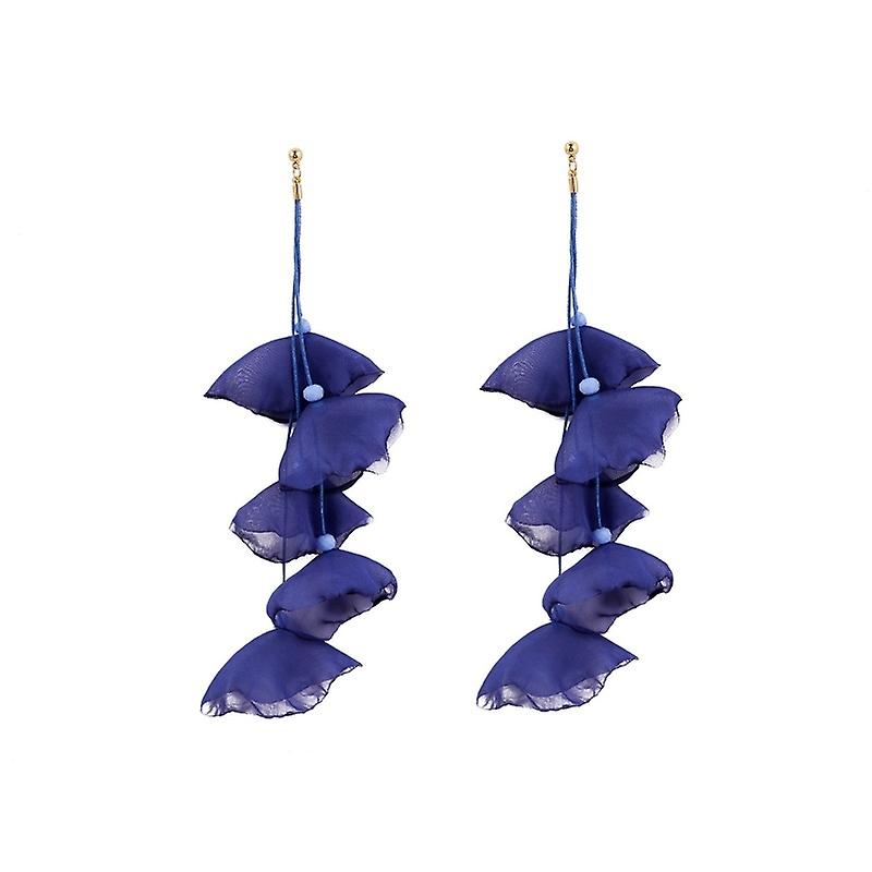 Fabric Art Handmade Petal Earrings, Color: E1908-27 Blue E1908-27 Blue