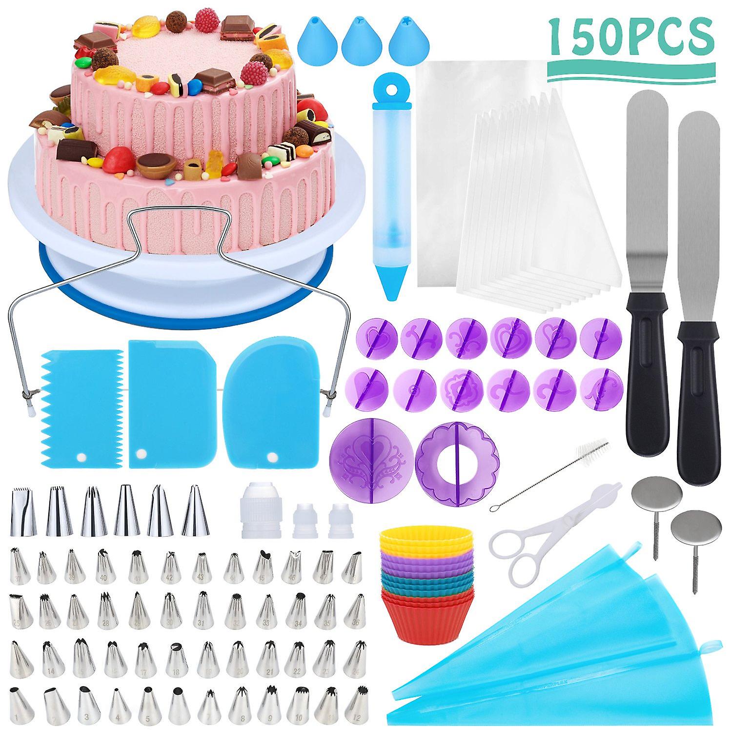 150pcs/set Cake Decorating Cupcake Kit Baking Equipment Rotating Turntable Stand