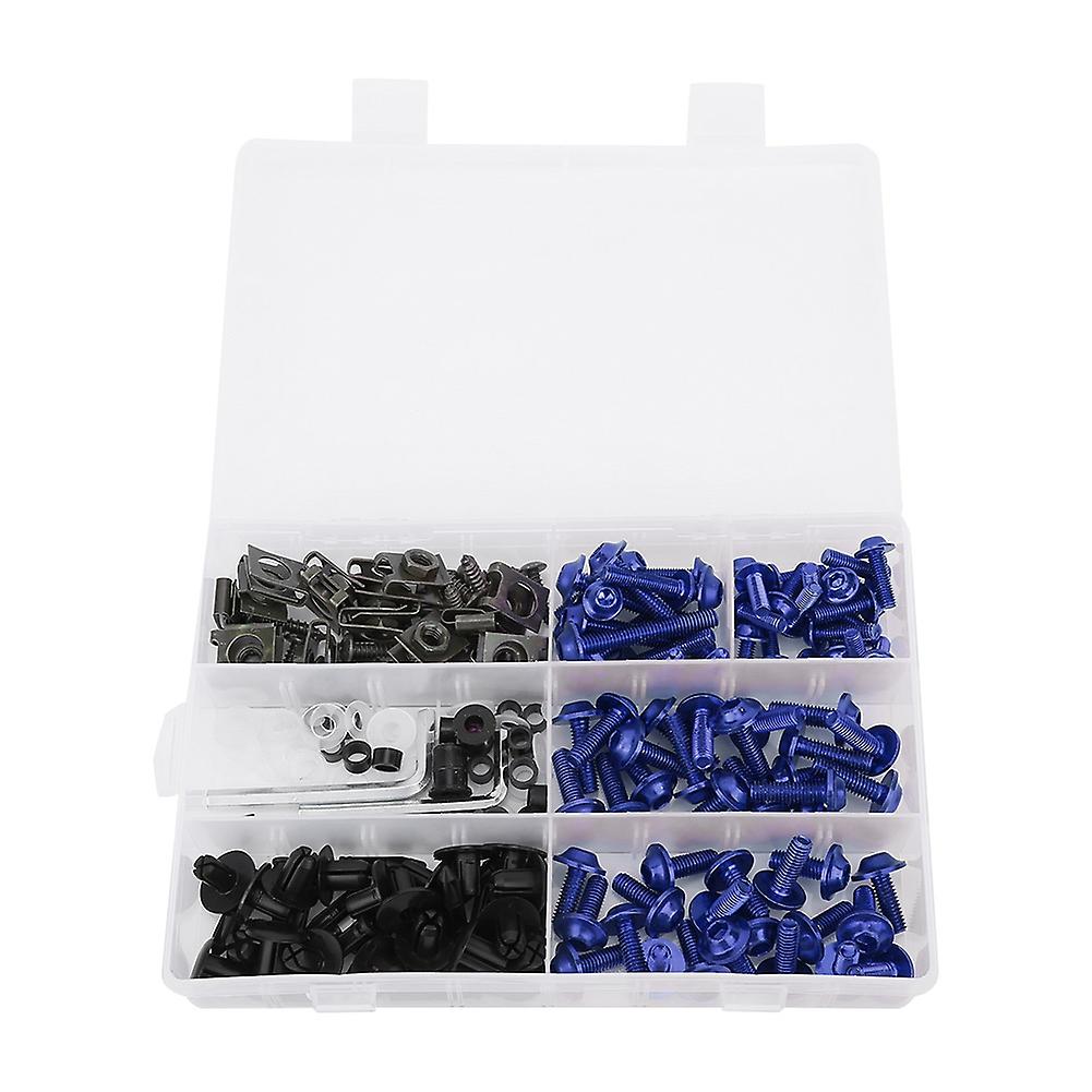BOROCO 198Pcs/Set Windscreen Fairing Screws M5 M6 Bolts Kit Motorcycle Accessory(blue)