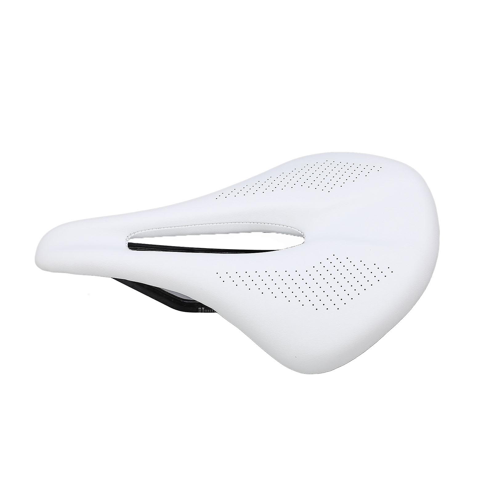 Nimomo 155mm Bicycle Saddle Carbon Fiber Leather Bicycle Saddle 155mm Hollow Road Bike Cushion White