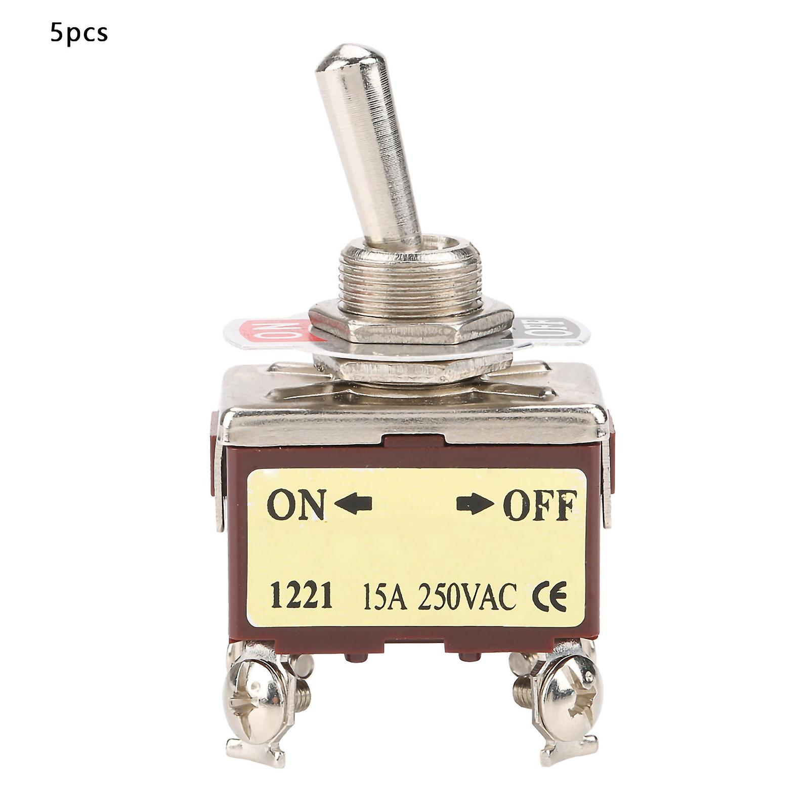 2-Position Toggle Switch 5 Pieces On/Off 2-Position Toggle Switch 4-Pin 12mm Bracket for Automotive Household Appliances Industrial Control 15A 250VAC