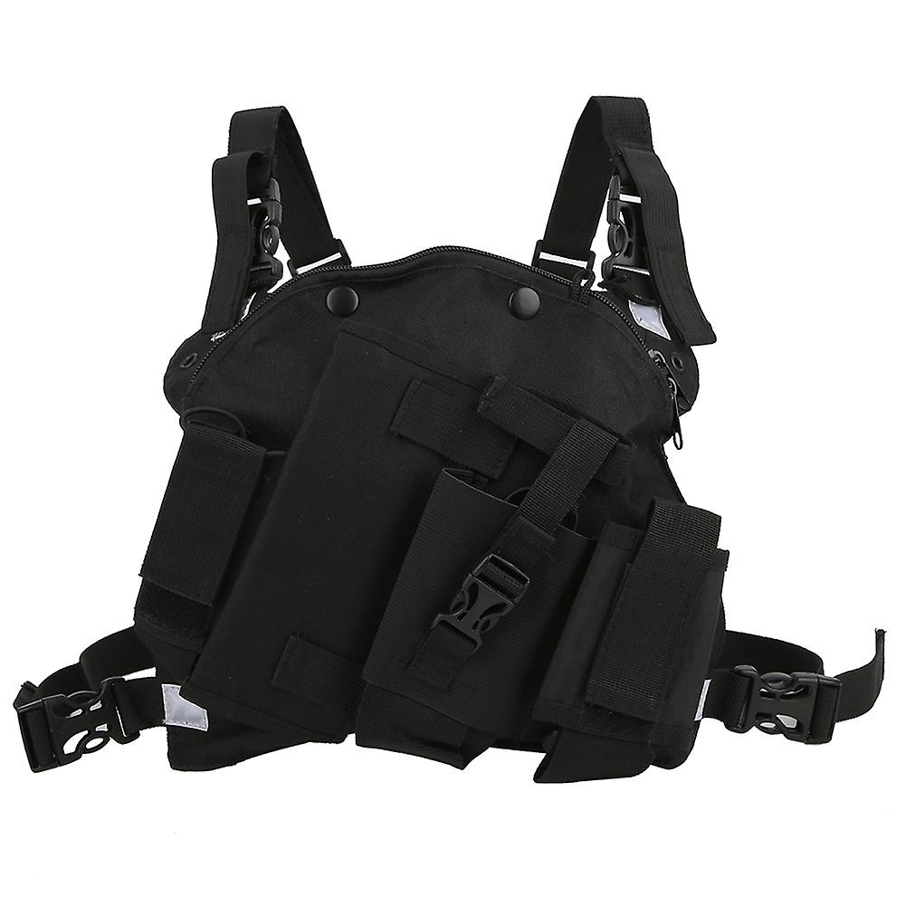 Oblique Two-Way Radio Harness, Adjustable Chest Pouch for Walkie Talkie, for Military Hospitals and Restaurants