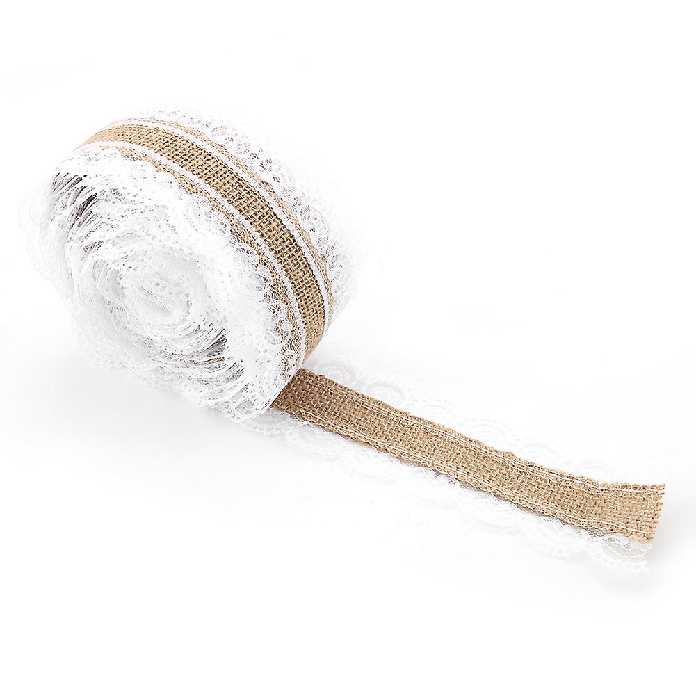 10m Natural Jute Roll with Heart Lace, 6cm Width, for Christmas Wedding