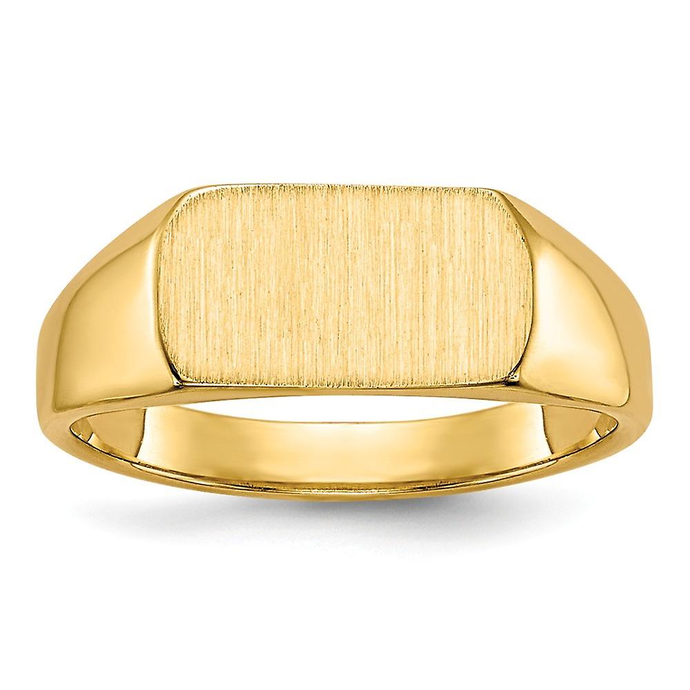 14k Yellow Gold Polished and satin Signet Ring Size 3 Band Style-Ring - 2.2 Grams