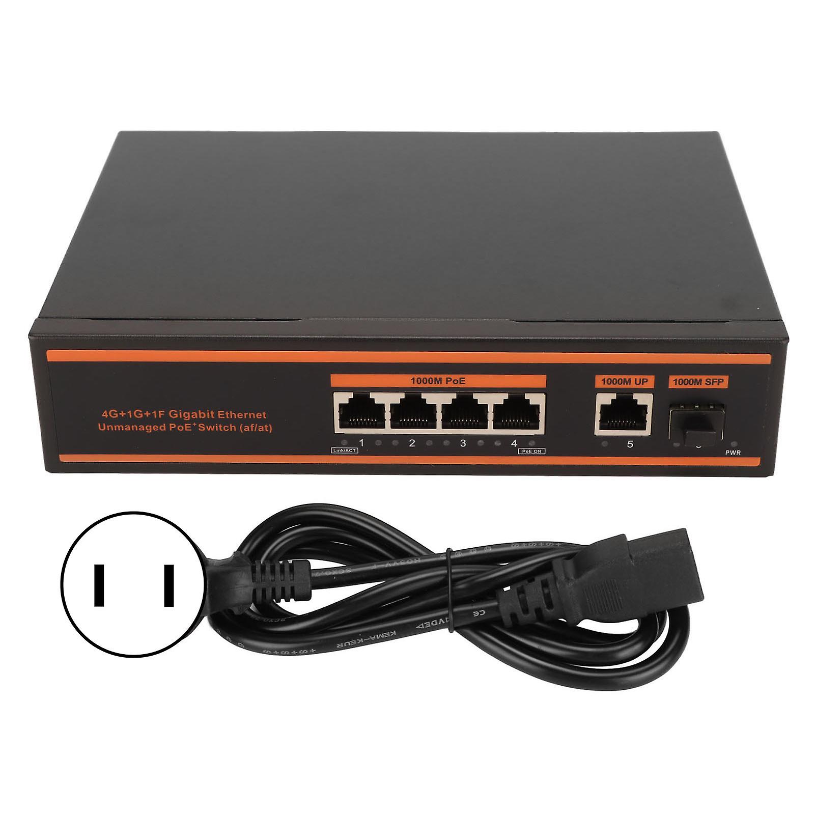 5-Port PoE Switch 4x1000Mbps PoE 1xUplink Gigabit SFP VLAN Fanless 150W 802.3af/at