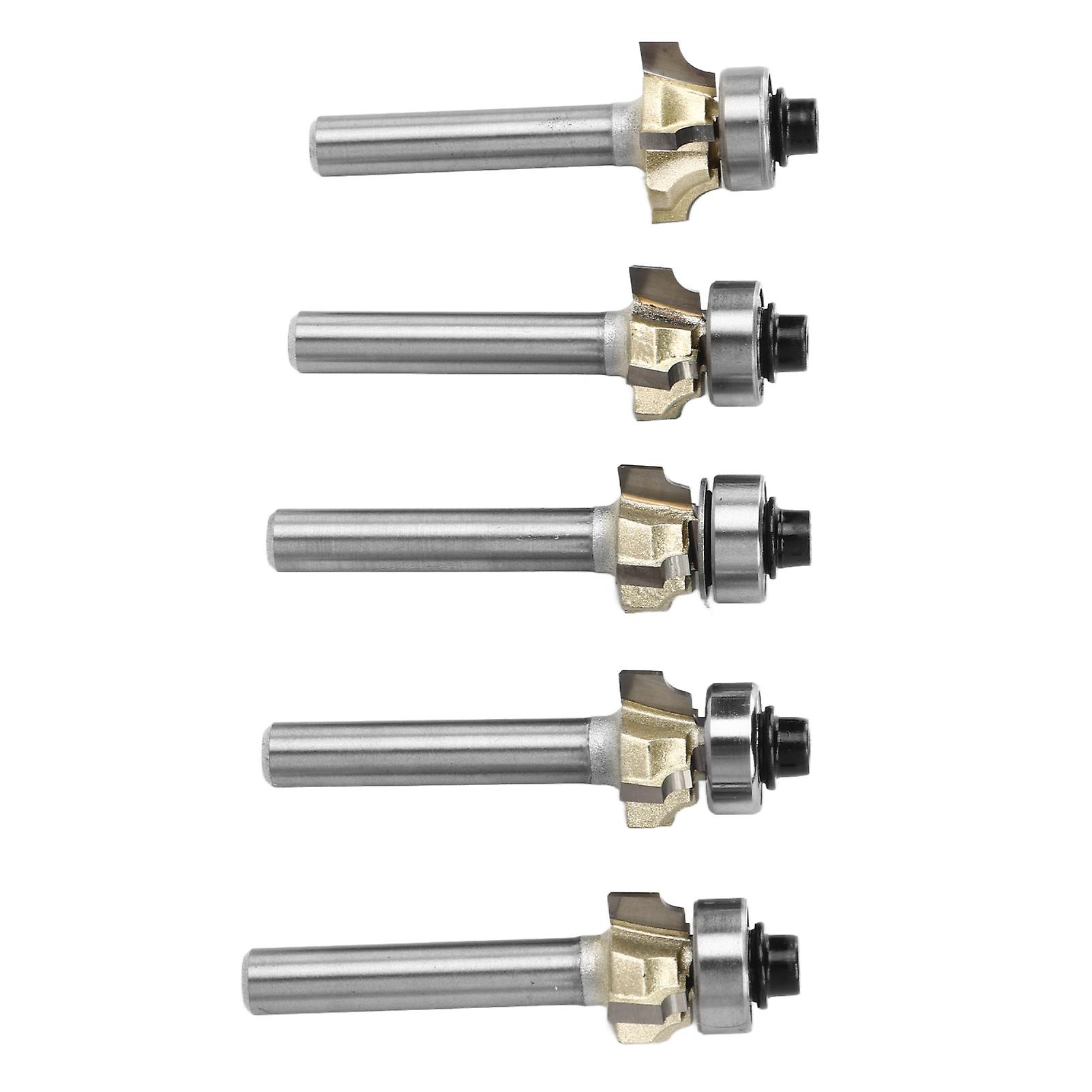 5PCS 1/4in Carbide 4 Flute Router Bits Set Round Edge Cutter