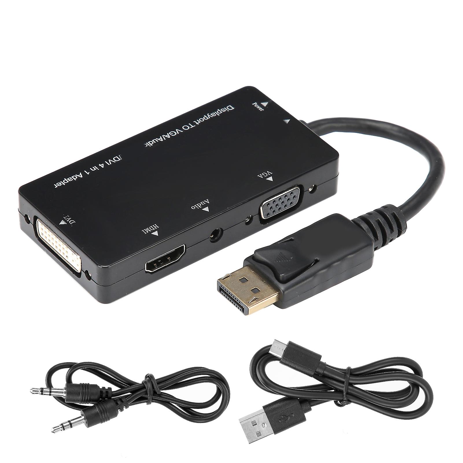 4‑in‑1 Adapter Cable Displayport to HDMI/VGA/DVI/o Converter Multifunction