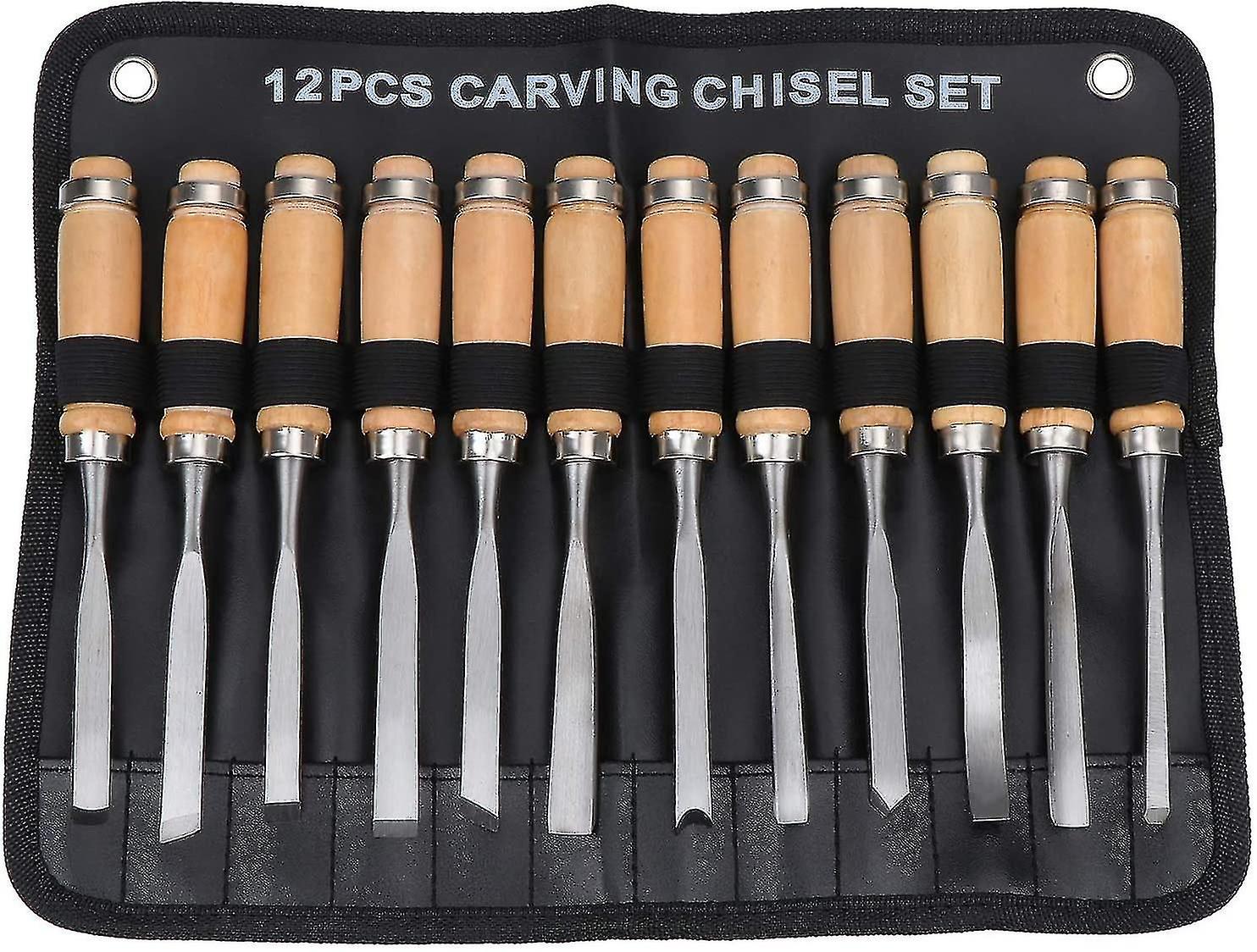 Wood Carving Hand Chisel Set, Woodworking Gouges Tool 12 In 1